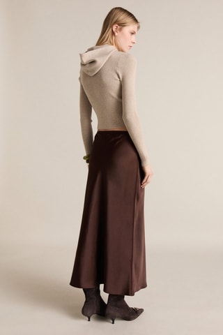 Pull-over maille côtelée capuche - Gris clair