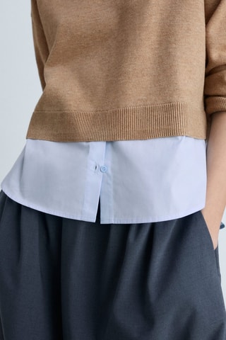 Pull-over maille combinée - Marron