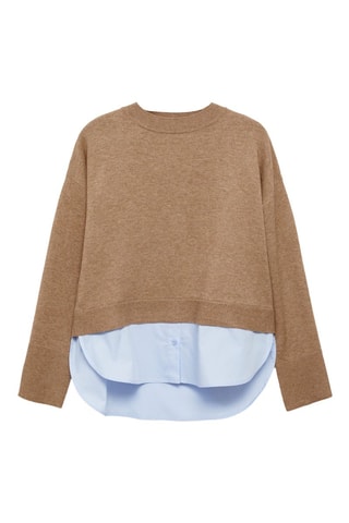 Pull-over maille combinée - Marron