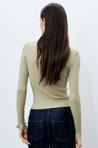 Pull-over maille côtelée - Kaki