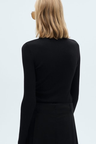 Pull-over laine mélangée col roulé - Noir
