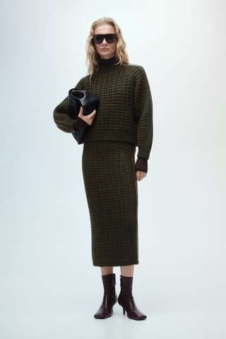 Pull en maille ajourée - Kaki