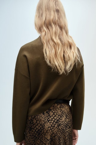 Pull-over col montant zip - Kaki