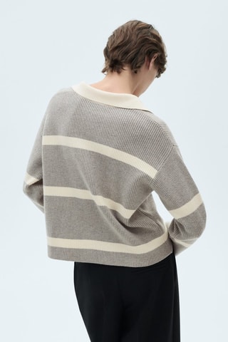 Pull-over maille col polo - Gris