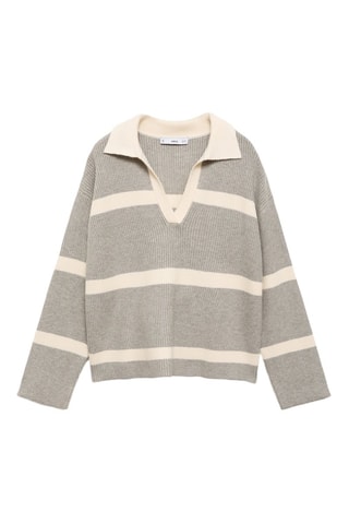 Pull-over maille col polo - Gris