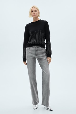 Pull-over détails strass - Noir