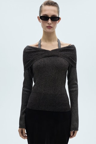 Pull-over Lurex épaules dénudées - Gris