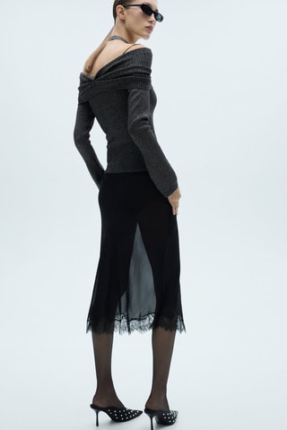 Pull-over Lurex épaules dénudées - Gris