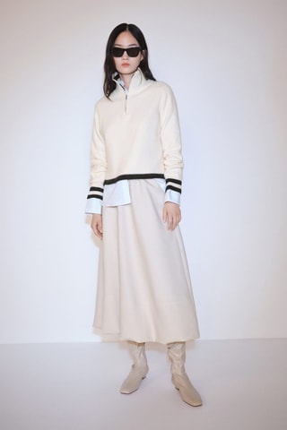 Pull-over zippé détail rayures - Noir