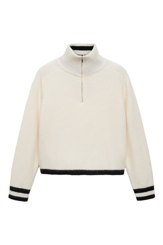 Pull-over zippé détail rayures - Noir