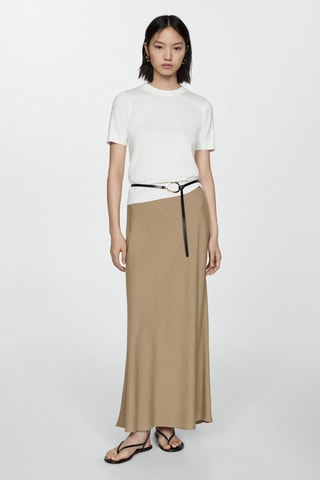 Pull-over maille fine manches courtes - Écru