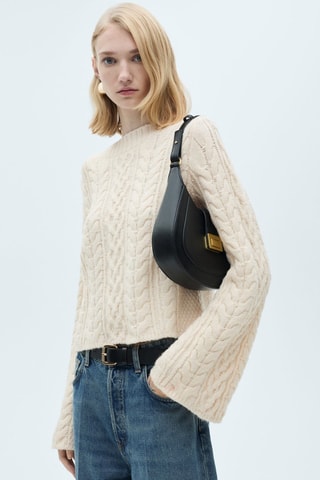 Pull-over manches cloche maille torsadée - Ecru