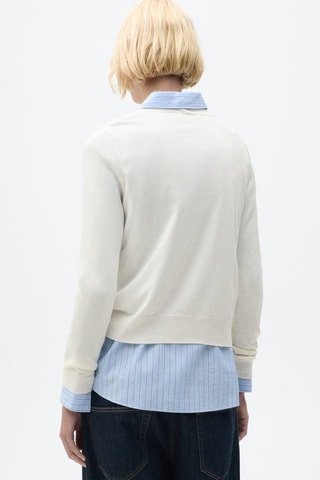 Pull-over maille col en V - Ecru