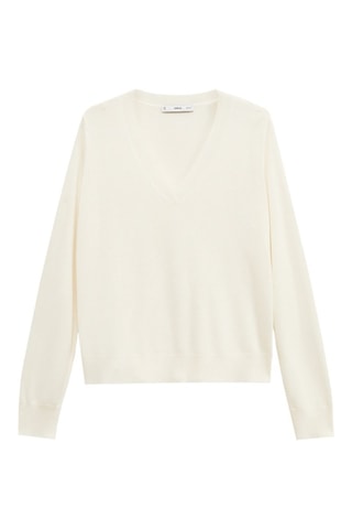 Pull-over maille col en V - Ecru