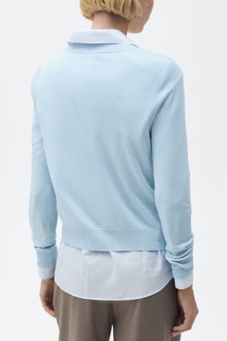 Pull-over maille col en V - Bleu clair