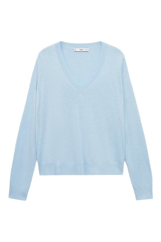 Pull-over maille col en V - Bleu clair