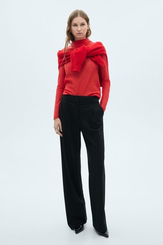 Pull-over semi-transparent col montant - Rouge