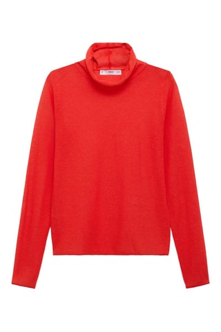 Pull-over semi-transparent col montant - Rouge