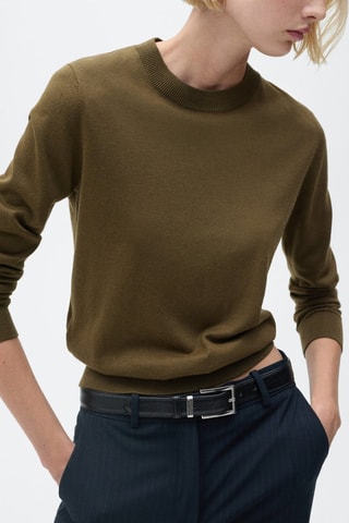 Pull maille soie mélangée - Kaki