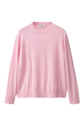 Pull-over laine mélangée col rond - Rose