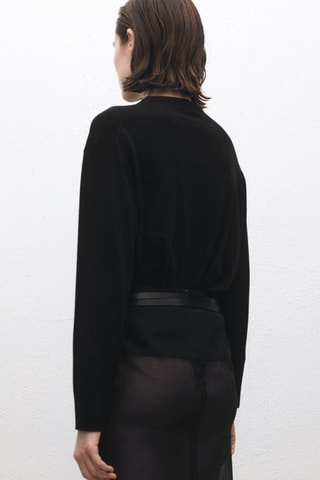 Pull-over laine mélangée col rond - Noir