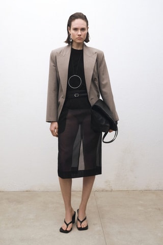 Pull-over laine mélangée col rond - Noir