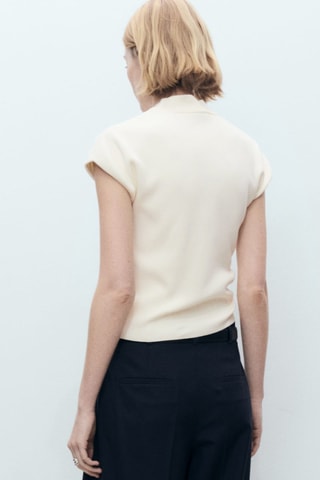 Pull-over maille fine manches courtes - Ecru