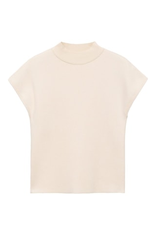 Pull-over maille fine manches courtes - Ecru