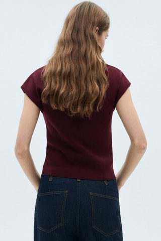 Pull-over maille fine manches courtes - Grenat