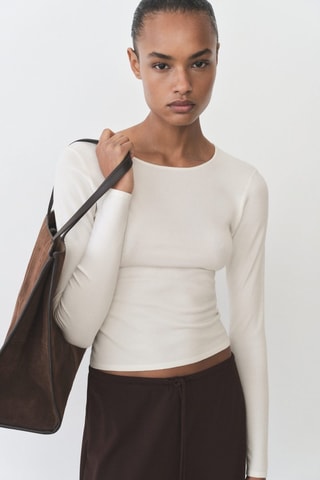 Pull ajusté maille fine - Ecru