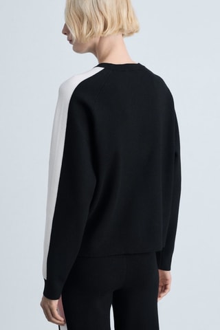 Pull-over en maille à rayure contrastante - Noir