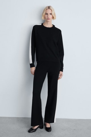 Pull-over en maille à rayure contrastante - Noir