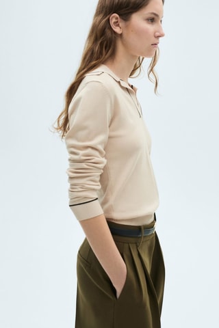 Pull revers contrastés liserés - Gris clair