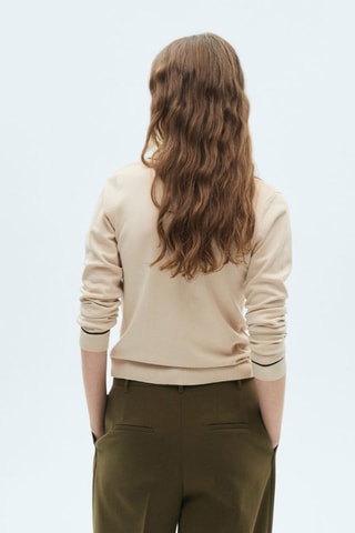 Pull revers contrastés liserés - Gris clair