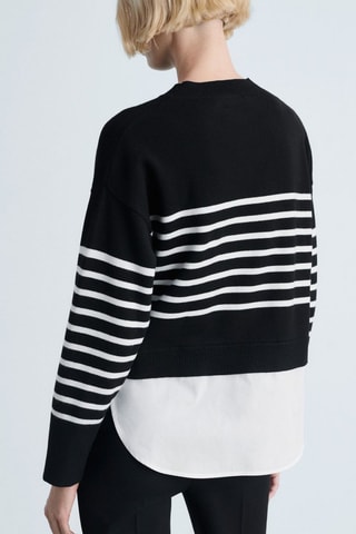 Pull-over maille combinée - Noir