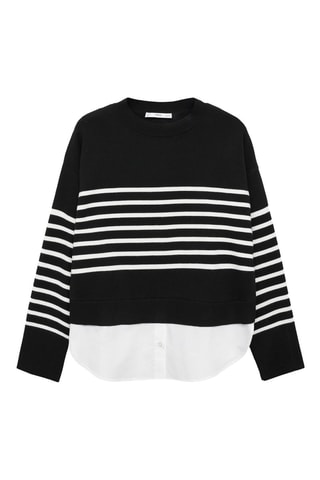 Pull-over maille combinée - Noir