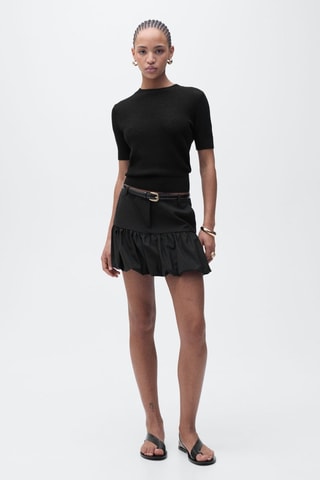 Pull maille ajourée manches courtes - Noir