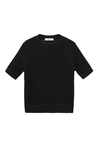 Pull maille ajourée manches courtes - Noir