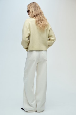 Pull-over maille col en V - Vert clair