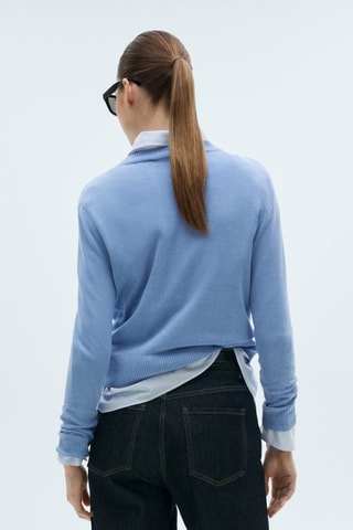 Pull maille lin mélangé - Bleu clair