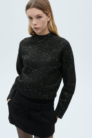 Pull-over Lurex col montant - Noir