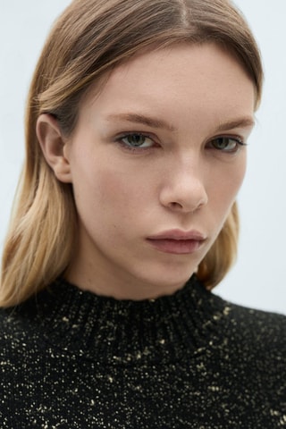 Pull-over Lurex col montant - Noir