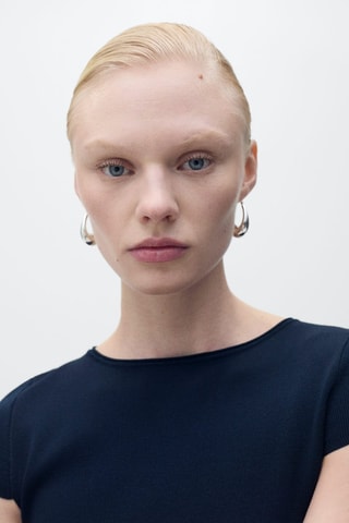 Pull maille bas asymétrique - Bleu marine