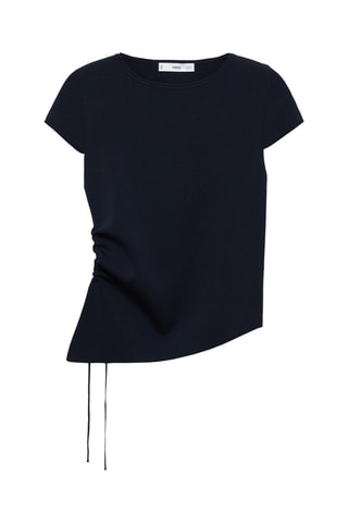 Pull maille bas asymétrique - Bleu marine