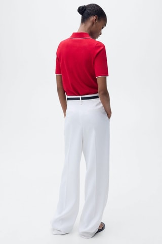 Pull col polo avec liserés contrastants - Rouge