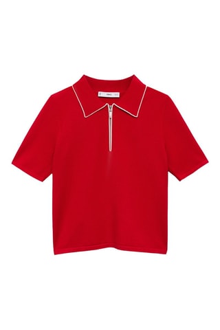 Pull col polo avec liserés contrastants - Rouge