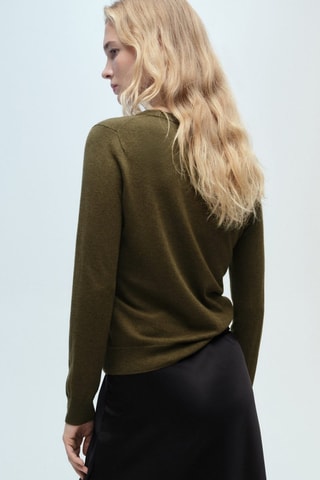 Pull-over laine mélangée col rond - Kaki