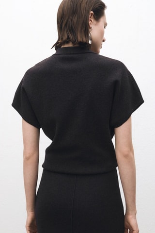 Pull laine mélangée col polo - Anthracite