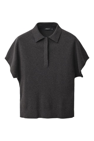 Pull laine mélangée col polo - Anthracite