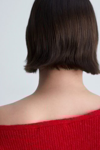 Pull-over maille col en V - Rouge